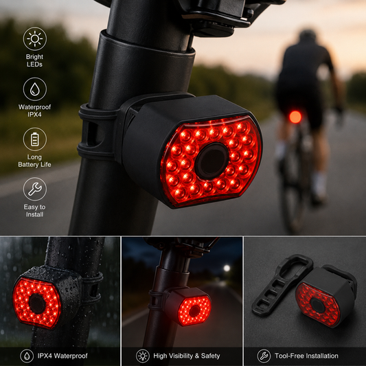 Pro-Bike Tool | Advanced Rear Bike Light - USB Rechargeable & Waterproof - 1.2" Black