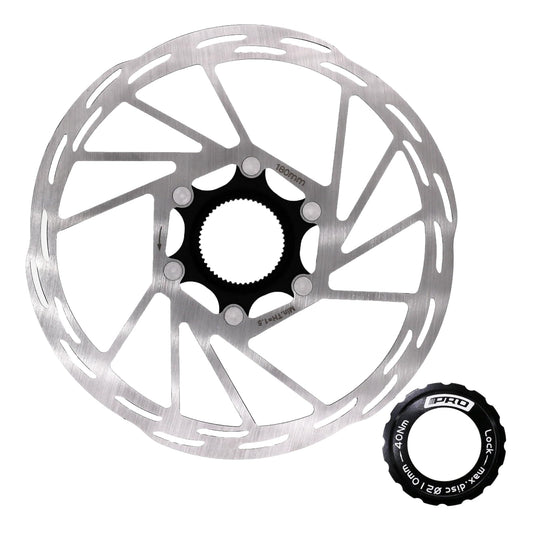 DJC Bike Center Lock Brake Rotor Disc 140mm 160mm 180mm 203mm MTB Road Bike Stainless Steel with Lockring iiipro (160mm)