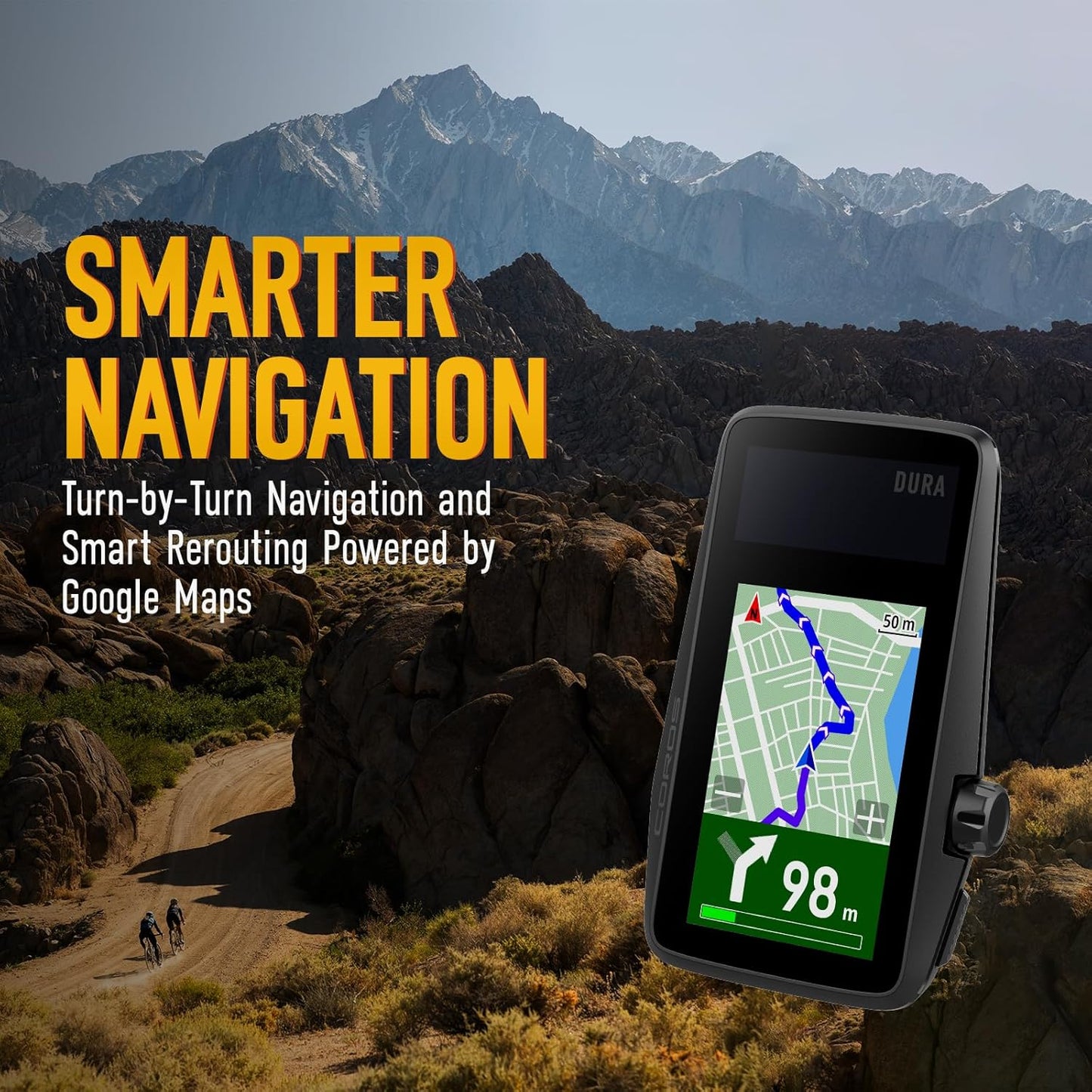 COROS DURA Solar GPS Cycling Units 120-Hour GPS Battery Life Solar Charging 2.7" MIP Color Touchscreen Fast Data Sync Turn-by-Turn Navigation Dual-Freq GPS Strava Ride with GPS Komoot Routes