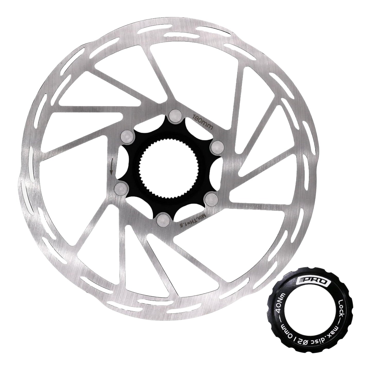 DJC Bike Center Lock Brake Rotor Disc 140mm 160mm 180mm 203mm MTB Road Bike Stainless Steel with Lockring iiipro (160mm)