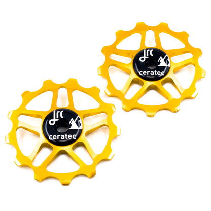 JRC Components Pair of 13T Jockey Wheels for Shimano MTB 12SPEED | Ceramic Derailleur Pulley Wheel | Hybrid Ceramic Bearing | MTB Bike Rear Derailleur Pulley Wheels |Hybrid Ceramic Pulley Wheels-Gold