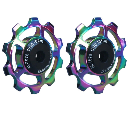 2pcs Bicycle Rear Derailleur Pulley 10T/11T/12T/13T/14T/15T/16T/17T Aluminum Alloy Jockey Wheel Ceramic Guide Pulley Bike Guide Roller Wheel for 4/5mm Guide Wheel (13TColourful)