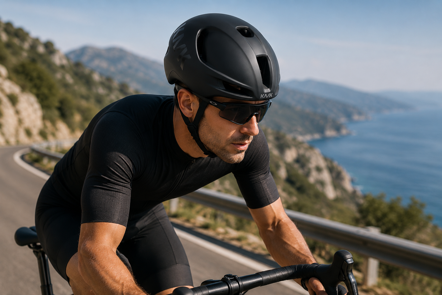 Kask Utopia Y Road Cycling Helmet - Aerodynamic & Reflective - Black Matt - Small